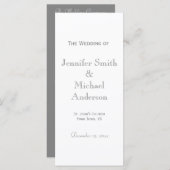 Bleek grijs huwelijksprogramma programmakaart (Voorkant / Achterkant)