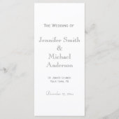 Bleek grijs huwelijksprogramma programmakaart (Voorkant)