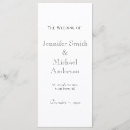 Bleek grijs huwelijksprogramma programmakaart