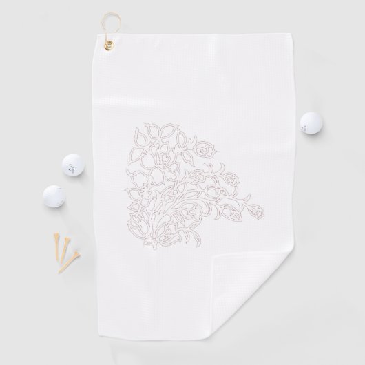 Bleek grijs, melkwit, bloemontwerp golfhanddoek (Insitu)