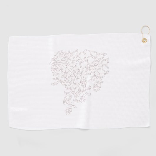 Bleek grijs, melkwit, bloemontwerp golfhanddoek (Horizontaal)