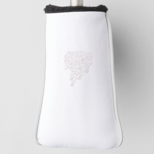 Bleek grijs, melkwit, bloemontwerp golfheadcover (Draai 90)