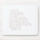 Bleek grijs, melkwit, bloemontwerp muismat (Voorkant)