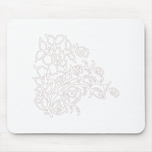 Bleek grijs, melkwit, bloemontwerp muismat (Voorkant)