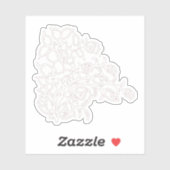 Bleek grijs, melkwit, bloemontwerp sticker (Vel)