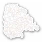Bleek grijs, melkwit, bloemontwerp sticker (Voorkant)