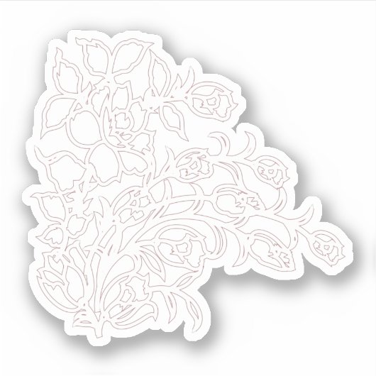 Bleek grijs, melkwit, bloemontwerp sticker (Voorkant)