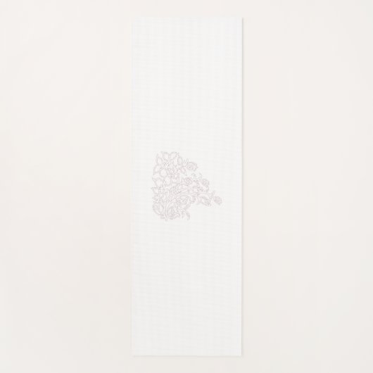 Bleek grijs, melkwit, bloemontwerp yogamat (Voorkant)