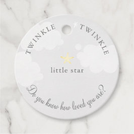Bleek grijs Twinkle Little Star Baby shower Verjaa Bedankjes Labels