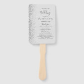 Bleek grijs zilver glitter edge bruiloft programma handwaaier (Voorkant)