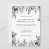 Bleek grijs, zilveren terracotta winterbruiloft kaart (Voorkant)