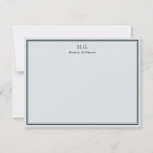 Bleek grijs zwart monogrammen notitiekaartje (Voorkant)