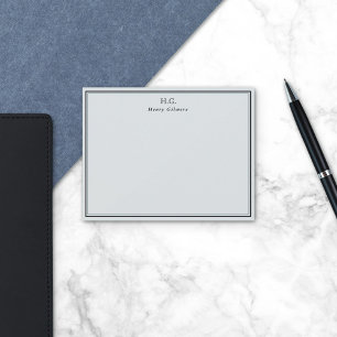 Bleek grijs zwart monogrammen notitiekaartje