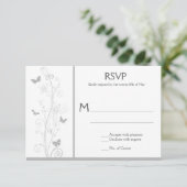Bleek Grijze Vlinders  Bloemen Swirls RSVP (Staand voorkant)