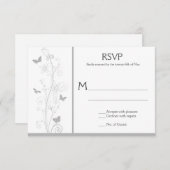Bleek Grijze Vlinders  Bloemen Swirls RSVP (Voorkant / Achterkant)
