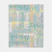 bleek grijze vlootsdeken met haar naam fleece deken (Voorkant)