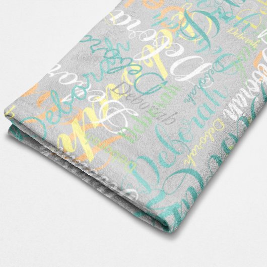 bleek grijze vlootsdeken met haar naam fleece deken