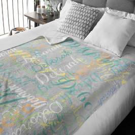 bleek grijze vlootsdeken met haar naam fleece deken