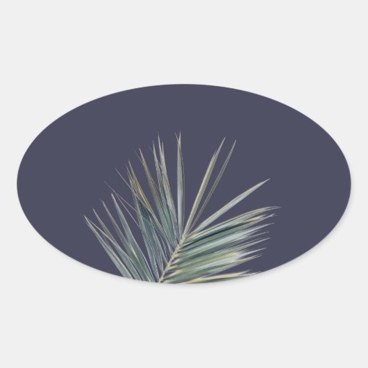 Bleek groen blad ovale sticker (Voorkant)