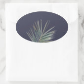 Bleek groen blad ovale sticker (Tas)