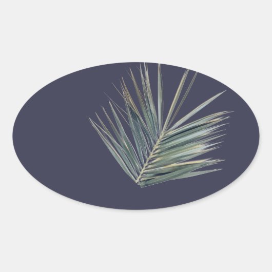 Bleek groen blad ovale sticker (Voorkant)