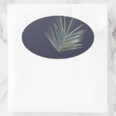 Bleek groen blad ovale sticker (Tas)