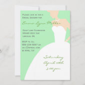 Bleek Groen Bride Silhouette Vrijgezellenfeest Inv Kaart (Voorkant)