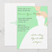 Bleek Groen Bride Silhouette Vrijgezellenfeest Inv Kaart (Voorkant / Achterkant)