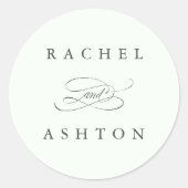 Bleek Groen Eenvoudig Elegant Wedding Ronde Sticker (Voorkant)