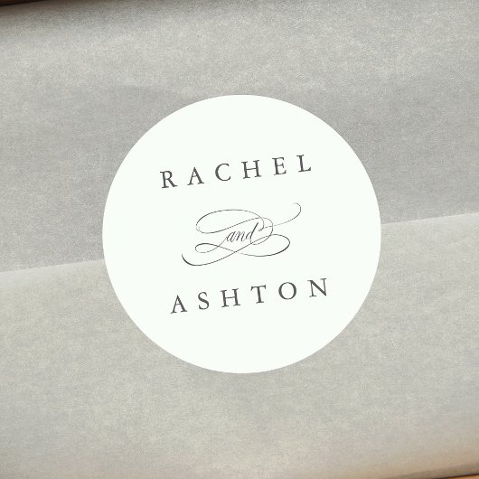 Bleek Groen Eenvoudig Elegant Wedding Ronde Sticker