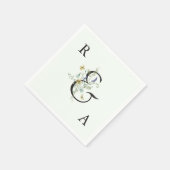 Bleek Groen Elegant Wildflower Wedding Monogram Servet (Hoek)