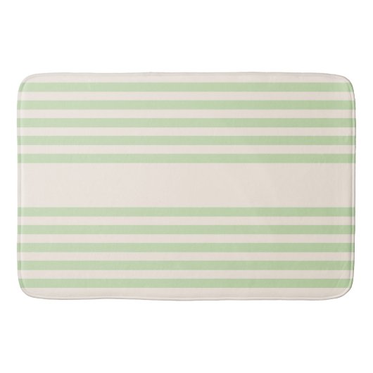 Bleek groen en beige vijf strepenpatroon badmat (Voorkant)