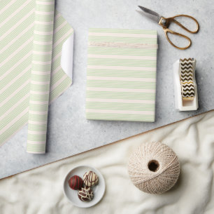 Bleek groen en beige vijf strepenpatroon cadeaupapier
