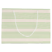Bleek groen en beige vijf strepenpatroon groot cadeauzakje (Achterkant)