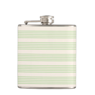 Bleek groen en beige vijf strepenpatroon heupfles