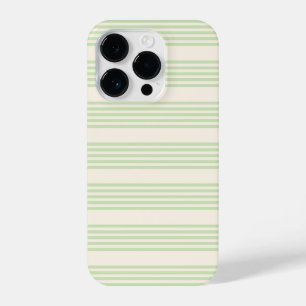 Bleek groen en beige vijf strepenpatroon iPhone 14 plus hoesje