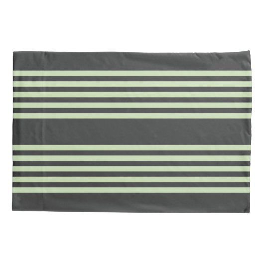 Bleek groen en beige vijf strepenpatroon kussensloop (Achterkant)