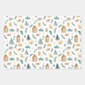 Bleek groen en goudScandinavisch kerstpatroon Inpakpapier Vel (Voorkant 2)