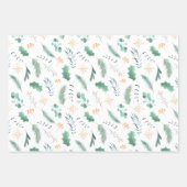 Bleek groen en goudScandinavisch kerstpatroon Inpakpapier Vel (Voorkant)
