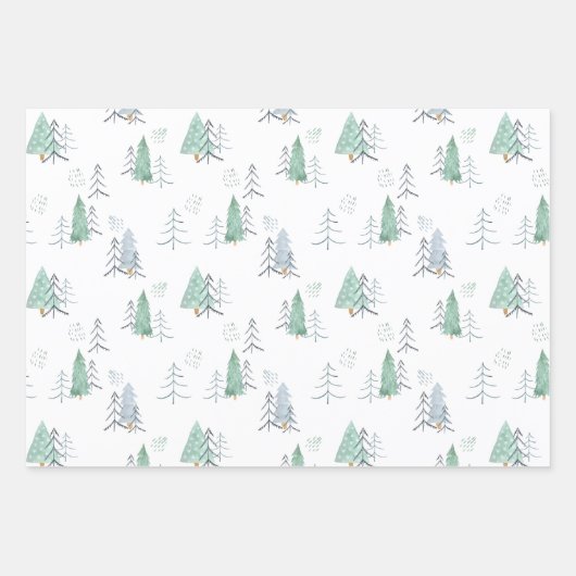 Bleek groen en goudScandinavisch kerstpatroon Inpakpapier Vel (Voorkant 3)