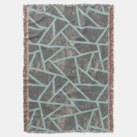 Bleek groen en grijs mozaïekpatroon deken (Voorkant Verticaal)