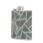 Bleek groen en grijs mozaïekpatroon heupfles (Links)