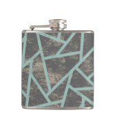 Bleek groen en grijs mozaïekpatroon heupfles (Voorkant)