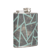 Bleek groen en grijs mozaïekpatroon heupfles (Rechts)