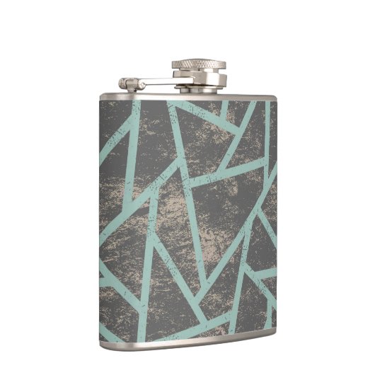 Bleek groen en grijs mozaïekpatroon heupfles (Rechts)