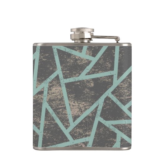 Bleek groen en grijs mozaïekpatroon heupfles (Achterkant)