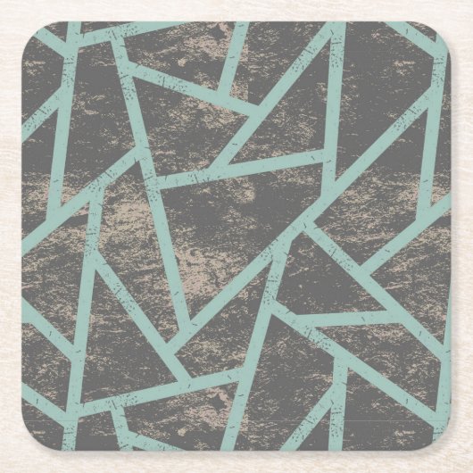 Bleek groen en grijs mozaïekpatroon kartonnen onderzetters (Voorkant)