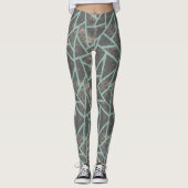 Bleek groen en grijs mozaïekpatroon leggings (Voorkant)