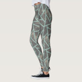 Bleek groen en grijs mozaïekpatroon leggings (Links)