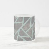 Bleek groen en grijs mozaïekpatroon matglas koffiemok (Voorkant rechts)